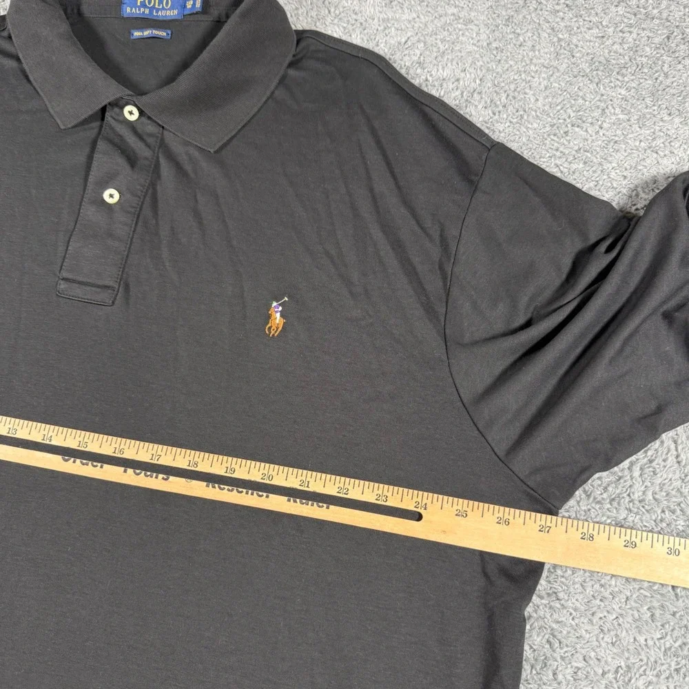 Polo Ralph Lauren Polo Shirt Mens 2XB Black Pima Soft Touch Flesh Pony Short SLe